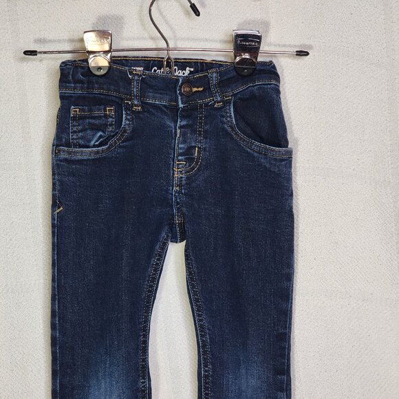 Cat and Jack Dark Wash Denim Slip On Adjustable Waist Stretch Skinny Jeans Sz 5T - Picture 3 of 16